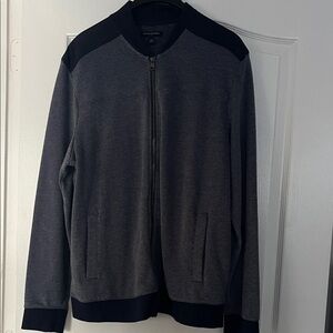 Banana Republic Men's Navy and Black Zip-Up Sweater